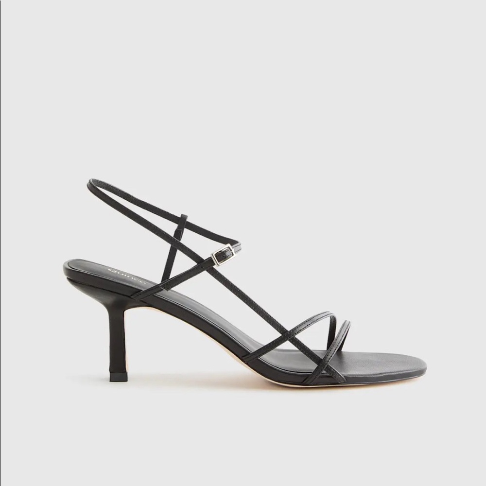 Quince Italian Leather Strappy Sandals Black size 7